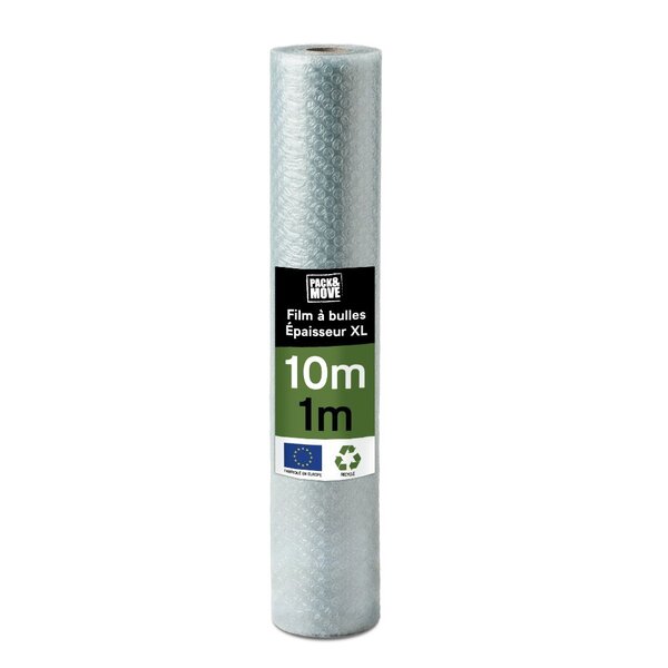 Pack And Move - Film À Bulle Recyclé - 1 X 10 M - Déménagement Expédition Et Protection - Papier Bulle De Qualité