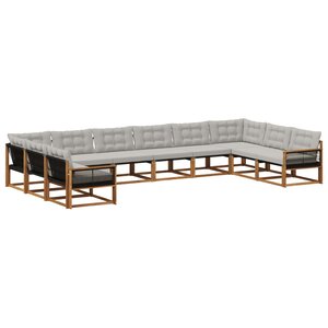 vidaXL Ensemble de canapés d'extérieur 10 Pièces Naturel et gris clair