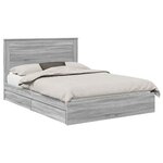 vidaXL Lit de Rangement Gris Sonoma 150 x 200 cm Bois d'ingénierie