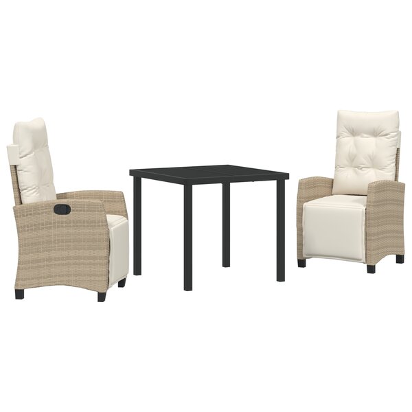 vidaXL Ensemble de salle à manger de jardin 3 pièces en poly rattan beige