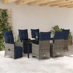 vidaXL Ensemble de salle à manger pour jardin 7 Pièces Gris polyrotin