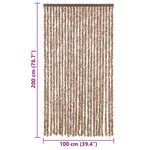 vidaXL Rideau anti-mouches beige et marron foncé 100x200 cm chenille