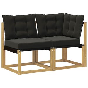 vidaXL 2 pc Canapé d’extérieur milieu et coin Blanc