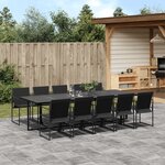 vidaXL Ensemble à manger de jardin 11 Pièces noir textilène