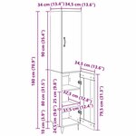 vidaXL Haut Armoire Chêne artisanal 69 5 x 34 x 180 cm