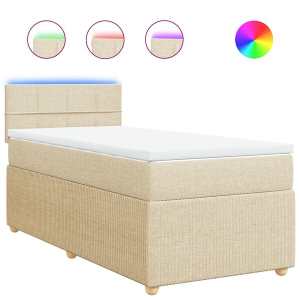 vidaXL Sommier à lattes de lit avec matelas Crème 90x200 cm Tissu