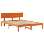 vidaXL Cadre de lit avec tête de lit Brun cire 160 x 200 cm Pin massif
