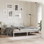 vidaXL Cadre de lit métal sans matelas et tête de lit blanc 180x200 cm