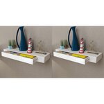 vidaXL Étagères murales avec tiroirs 2 Pièces Blanc 80 cm