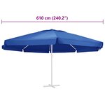 vidaXL Tissu de remplacement pour parasol d'extérieur Bleu azuré 610cm
