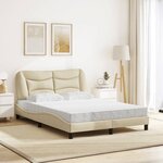vidaXL Lit avec matelas Hvar crème 140x190 cm tissu