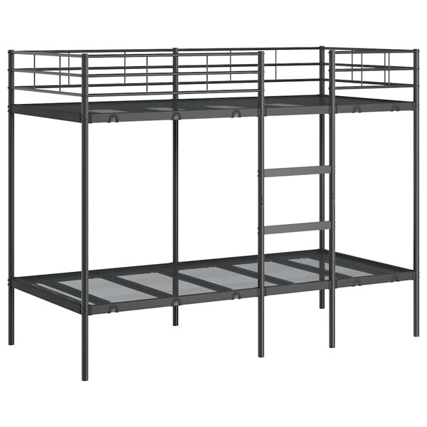 VidaXL Lit superposé sans matelas noir 90x190 cm acier