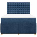 vidaXL Sommier à lattes de lit avec matelas Bleu 140x200 cm Tissu