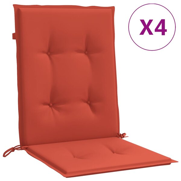 vidaXL Coussins de chaise à dossier bas lot de 4 rouge mélangé tissu