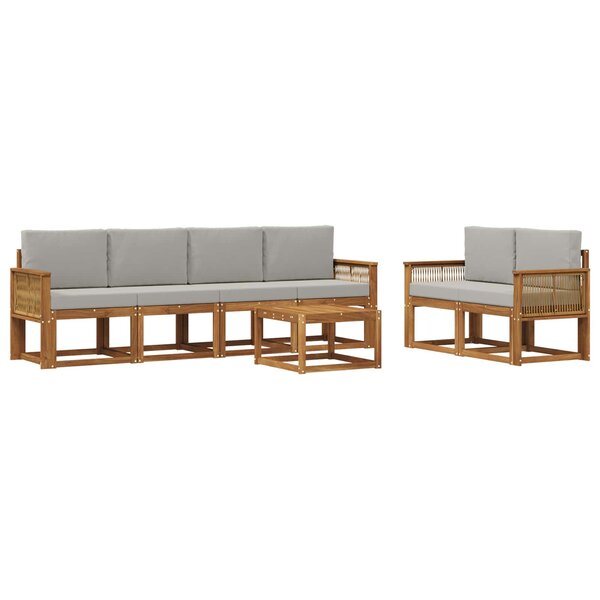 vidaXL Ensemble de canapés d'extérieur 7 pc Naturel et gris clair