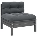 vidaXL Canapé central de jardin avec coussins anthracite Gris Pin