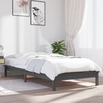 vidaXL Cadre de lit Gris 90x200 cm Bois de pin massif