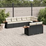 vidaXL Salon de jardin 8 Pièces avec coussins noir résine tressée