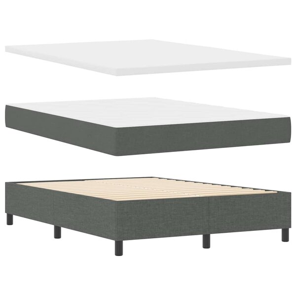 vidaXL Lit à ressorts avec matelas Gris foncé 140 x 190 cm