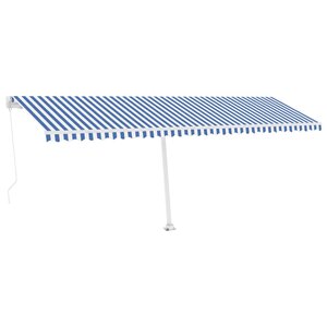 vidaXL Auvent manuel rétractable avec LED 600x300 cm Bleu et blanc
