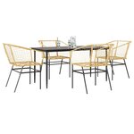 vidaXL Ensemble à manger jardin 5Pièces marron poly rotin verre