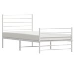 vidaXL Cadre de lit métal sans matelas et pied de lit blanc 107x203 cm