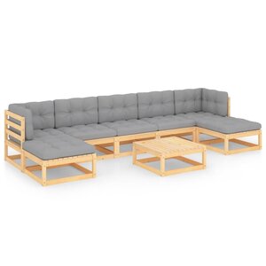 vidaXL Salon de jardin 8 Pièces avec coussins Bois de pin massif