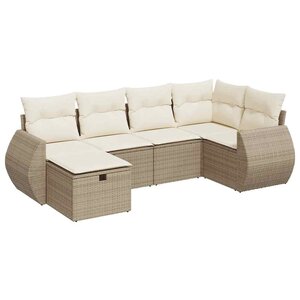 vidaXL Salon de jardin avec coussins 6 Pièces beige résine tressée