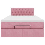 vidaXL Lit ottoman avec matelas et LED rose 120x190 cm velours