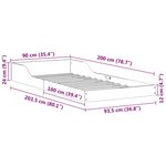 vidaXL Cadre de lit Blanc 90 x 200 cm Bois massif en pin