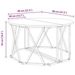Table basse vidaXL Noir Chêne 80x80x42 cm en bois d'ingénierie