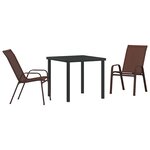 vidaXL Ensemble de salle à manger pour jardin 3 Pièces Marron