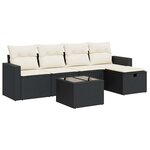 vidaXL Salon de jardin 6 Pièces avec coussins noir résine tressée