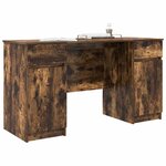 vidaXL Bureau avec porte Chêne fumé 140 x 49 x 76 cm Bois d'ingénierie