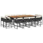 vidaXL Ensemble à manger de jardin 13 Pièces coussins noir résine tressée