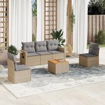 vidaXL Salon de jardin avec coussins 6 Pièces beige résine tressée