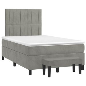 vidaXL Sommier à lattes de lit et matelas gris clair 120x190cm velours
