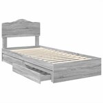 vidaXL Lit de Rangement Gris Sonoma 90 x 200 cm Bois d'ingénierie