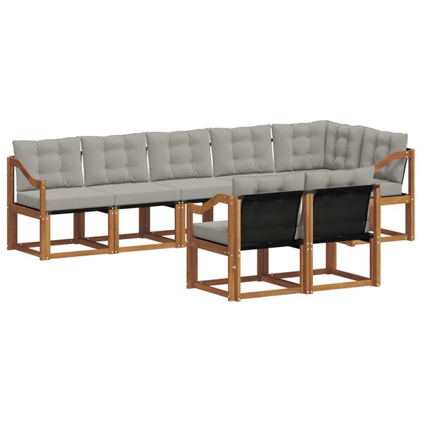 vidaXL Ensemble de canapés d'extérieur 8 pc Gris Naturel et Clair