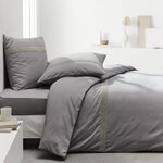 Drap housse - 140 x 200+30 cm - 100  Percale de coton uni - Acier