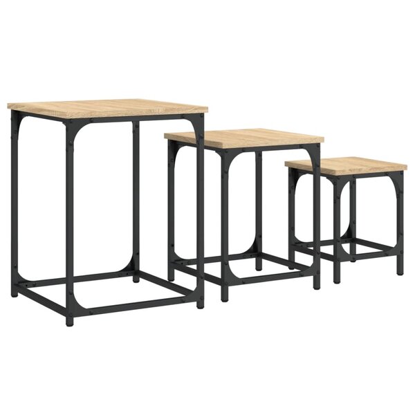 vidaXL Tables basses gigognes 3 Pièces chêne sonoma bois d'ingénierie