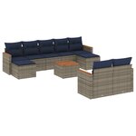 vidaXL Salon de jardin 10 Pièces avec coussins gris résine tressée