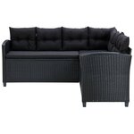 vidaXL Salon de jardin 6 Pièces avec coussins résine tressée noir