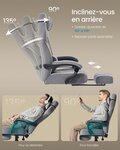 Fauteuil de bureau 10 cm d’épaisseur hauteur réglable ergonomique gris 12_0005900