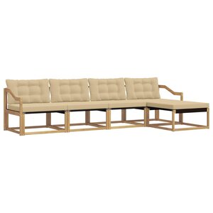 vidaXL Ensemble de canapés d'extérieur 5 pc Blanc et Beige