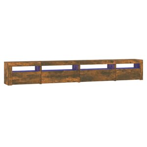 vidaXL Meuble TV avec lumières LED Chêne fumé 270x35x40 cm
