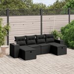 vidaXL Salon de jardin 6 Pièces avec coussins noir résine tressée