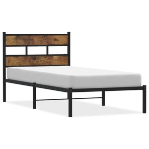 vidaXL Cadre de lit en métal sans matelas chêne fumé 100x200 cm
