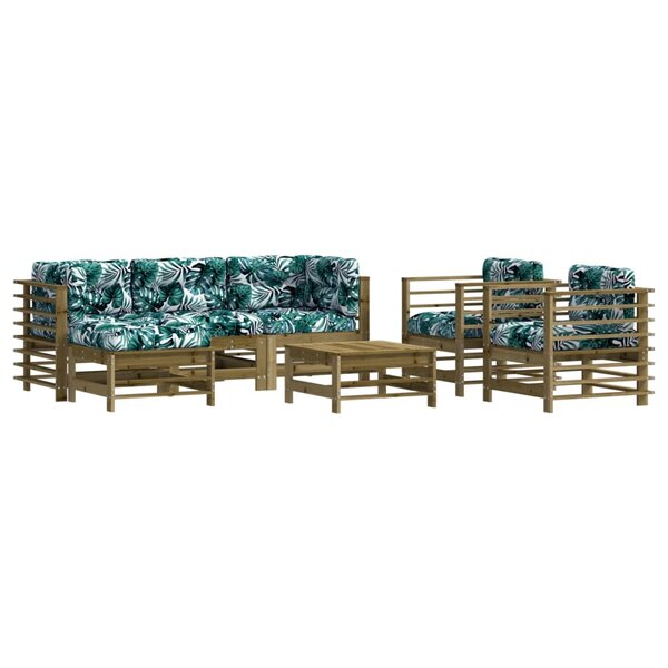 vidaXL Salon de jardin 7 Pièces avec coussins bois de pin imprégné