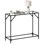 vidaXL Table console avec dessus en verre transparent 98x35x81cm acier